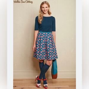 Matilda Jane Peyton Dress Floral Rose Strip size Small